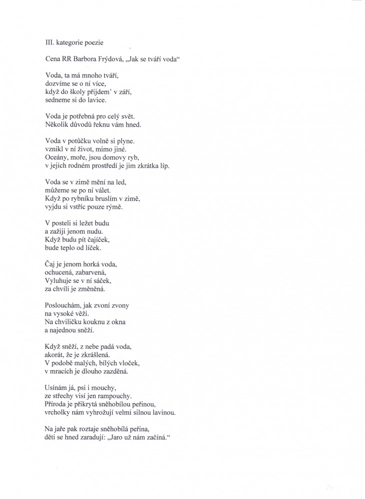 POEZIE_3 kat_RR_Barbora Frýdová, Jak se tváří voda