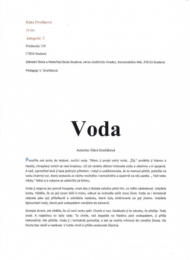PRÓZA_3 kat_GŘ_Klára Dvořáková, Voda