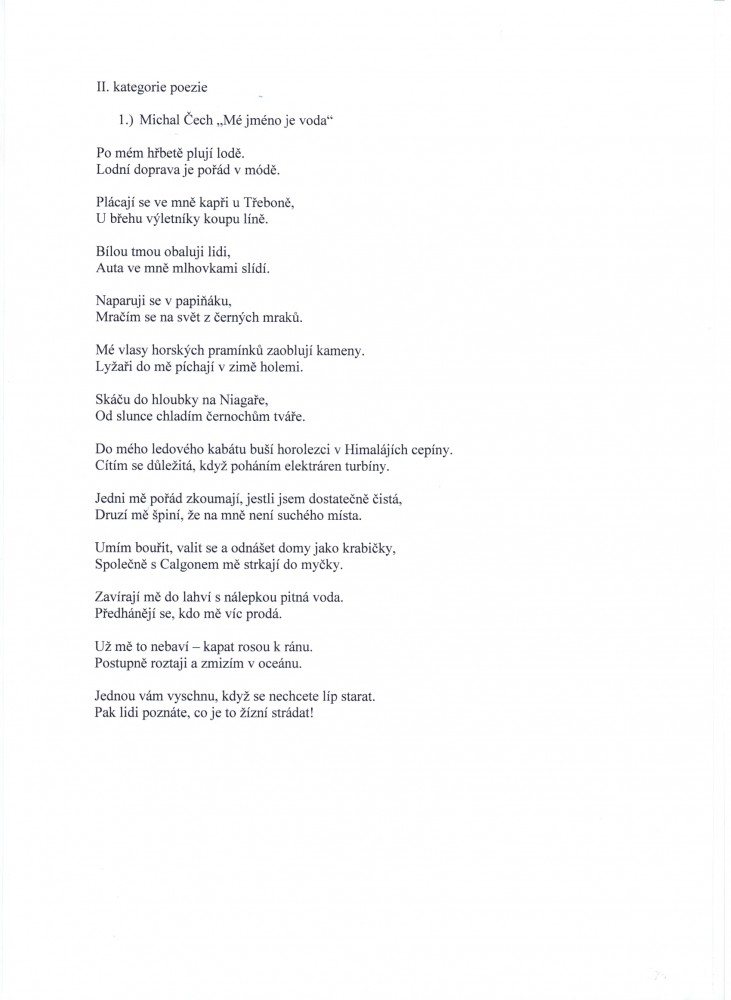 POEZIE_2 kat_1 místo_Michal Čechl_Mé jméno je voda